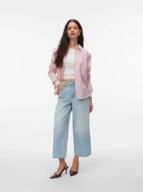 Awsienna jeans med høj talje og cropped pasform