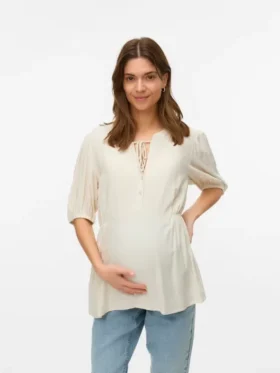 Bluse med kinesisk krave i regular fit