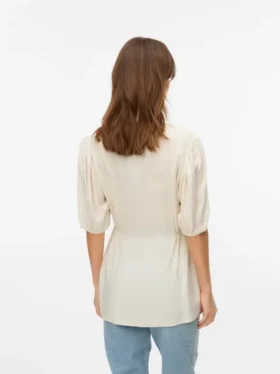 Bluse med kinesisk krave i regular fit