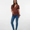 Bodycon-siddende top med V-udskæring