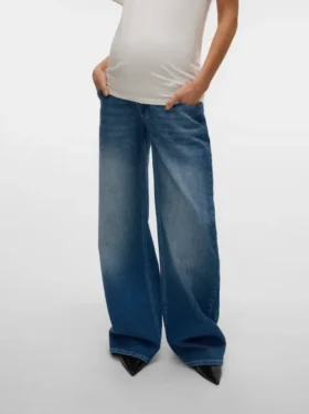 Jeans med bred benvidde og mellemhøj talje