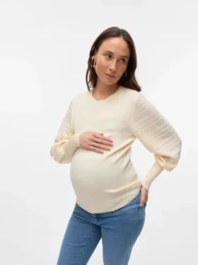 Pullover med rund hals og almindelig pasform