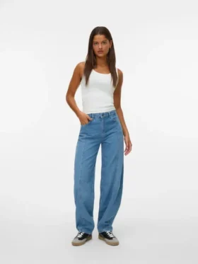 Snrancy jeans med høj talje og tøndeformet pasform