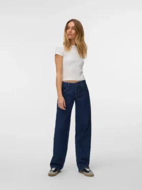 Snrancy jeans med lav talje og brede ben