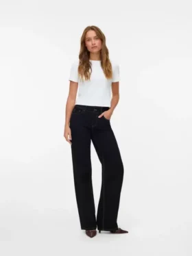 Snrancy jeans med mellemhøj talje og brede ben