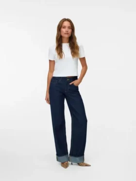 Snrancy jeans med mellemhøj talje og brede ben