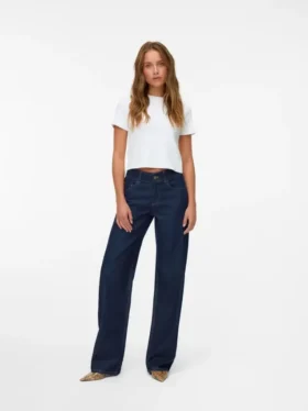 Snrancy jeans med mellemhøj talje og brede ben