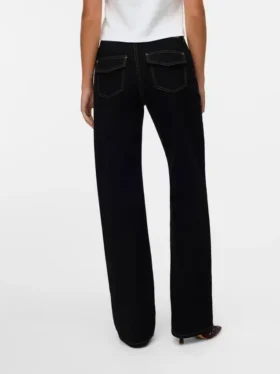 Snrancy jeans med mellemhøj talje og brede ben