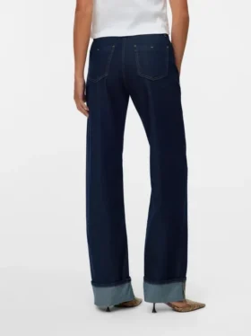 Snrancy jeans med mellemhøj talje og brede ben
