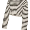 Strikbluse med rund hals og normal pasform