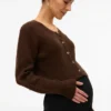 Strikket cardigan med rund hals og almindelig pasform