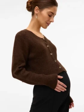 Strikket cardigan med rund hals og almindelig pasform