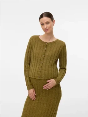 Strikket cardigan med rund hals og almindelig pasform