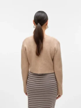 Strikket cardigan med rund hals og almindelig pasform