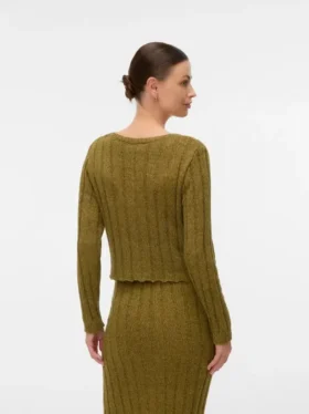 Strikket cardigan med rund hals og almindelig pasform