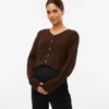 Strikket cardigan med rund hals og almindelig pasform