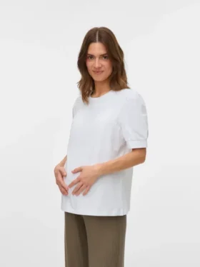 T-shirt med almindelig pasform, rund hals og ballonærmer