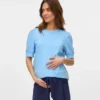T-shirt med almindelig pasform, rund hals og ballonærmer