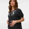 Top med regular fit, rund hals, elastiske manchetter og ballonærmer