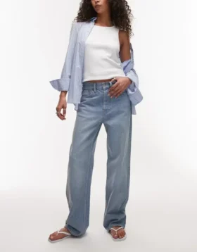 Topshop Mid Rise Loose Fit Jeans