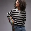 Topshop strikket letvægts-polo med striber
