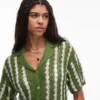 Topshop strikket skjorte med stribemønster