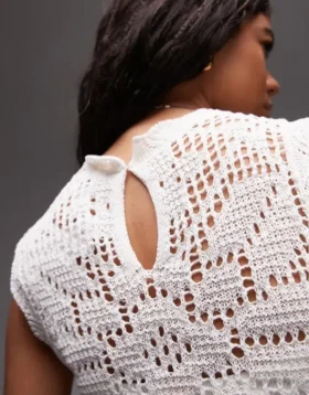 Topshop strikket Stitchy-tanktop med bølget kant