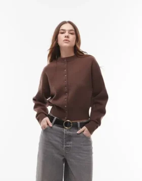 Topshop strikket, tætsiddende cardigan med taljekant