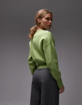 Topshop strikket, tætsiddende cardigan med taljekant