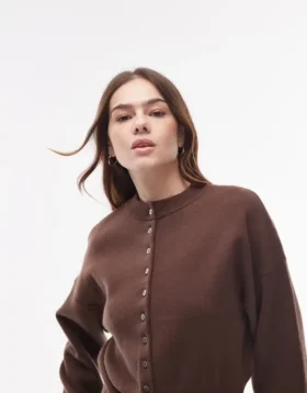 Topshop strikket, tætsiddende cardigan med taljekant