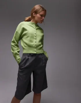 Topshop strikket, tætsiddende cardigan med taljekant