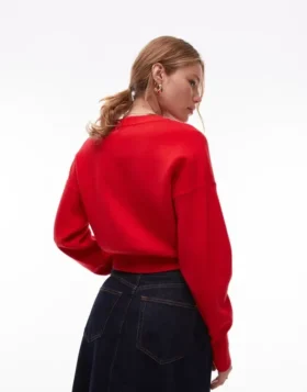 Topshop strikket, tætsiddende cardigan med taljekant