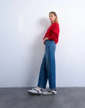 Tscinch jeans med lav talje og bred benvidde