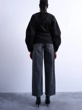 Tscinch jeans med lav talje og bred benvidde