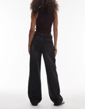 Tscinch jeans med lav talje og bred benvidde