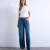 Tscinch jeans med lav talje og bred benvidde