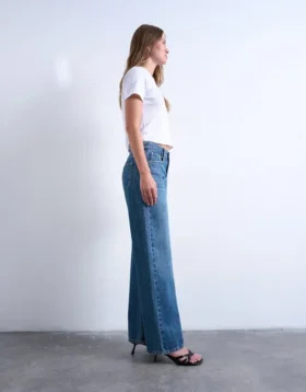 Tsember-jeans med lav talje og brede ben