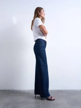 Tsember-jeans med lav talje og brede ben