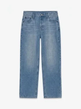 Tsember-jeans med lav talje og brede ben