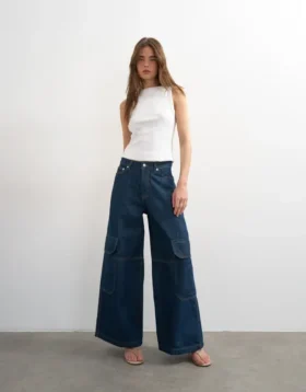 Tseva-jeans med mellemhøj talje og vid benvidde