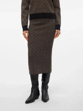 Vmaria lang nederdel med høj talje