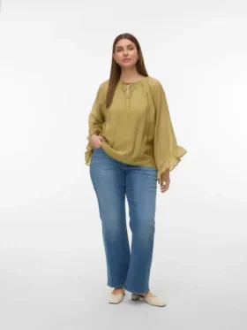 Vmcstellastretch-Jeans med mellemhøj talje og bred benvidde