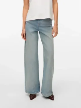 Vmelina jeans med superhøj talje og vid benvidde