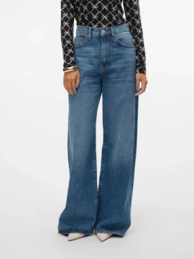 Vmelina jeans med superhøj talje og vid benvidde