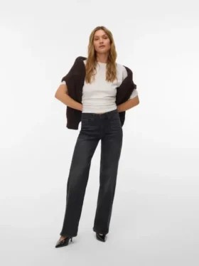 VMLexi-Stretch jeans med mellemhøj talje og brede ben