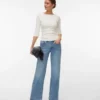 Vmsandie-Stretch-Jeans med mellemhøj talje og brede ben