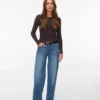Vmsandie-Stretch-Jeans med mellemhøj talje og brede ben