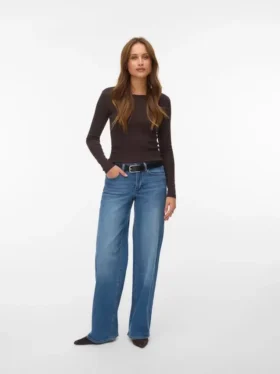 Vmsandie-Stretch-Jeans med mellemhøj talje og brede ben