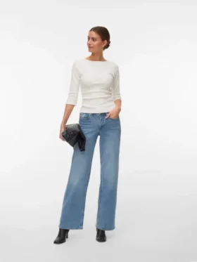 Vmsandie-Stretch-Jeans med mellemhøj talje og brede ben