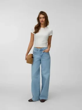 Vmsandie-Stretch Mid Rise Wide Fit – Cropped Jeans